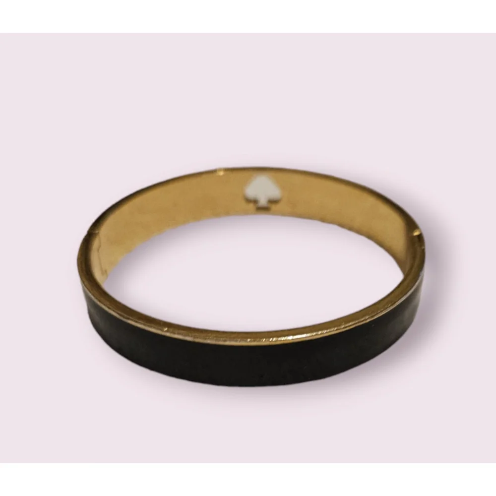 Kate Spade Black Enamel Hinged Bangle Bracelet w/bag - Picture 6 of 11
